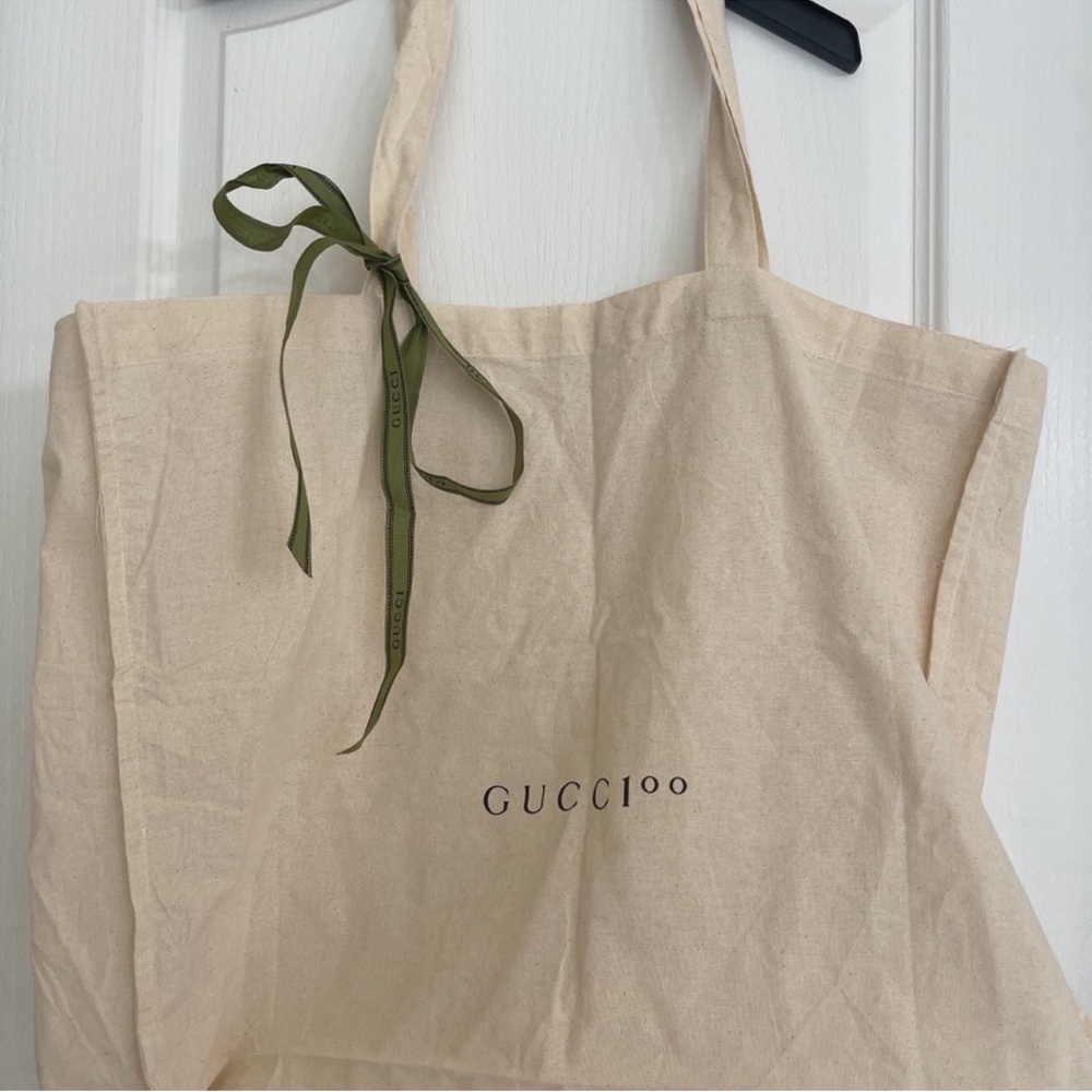Gucci Beige Tote with Olive Ribbon - Picture 3 of 7